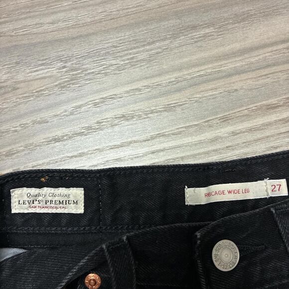 Levi's Premium Ribcage Wide Leg Black Jeans Size 27 - Picture 6 of 8